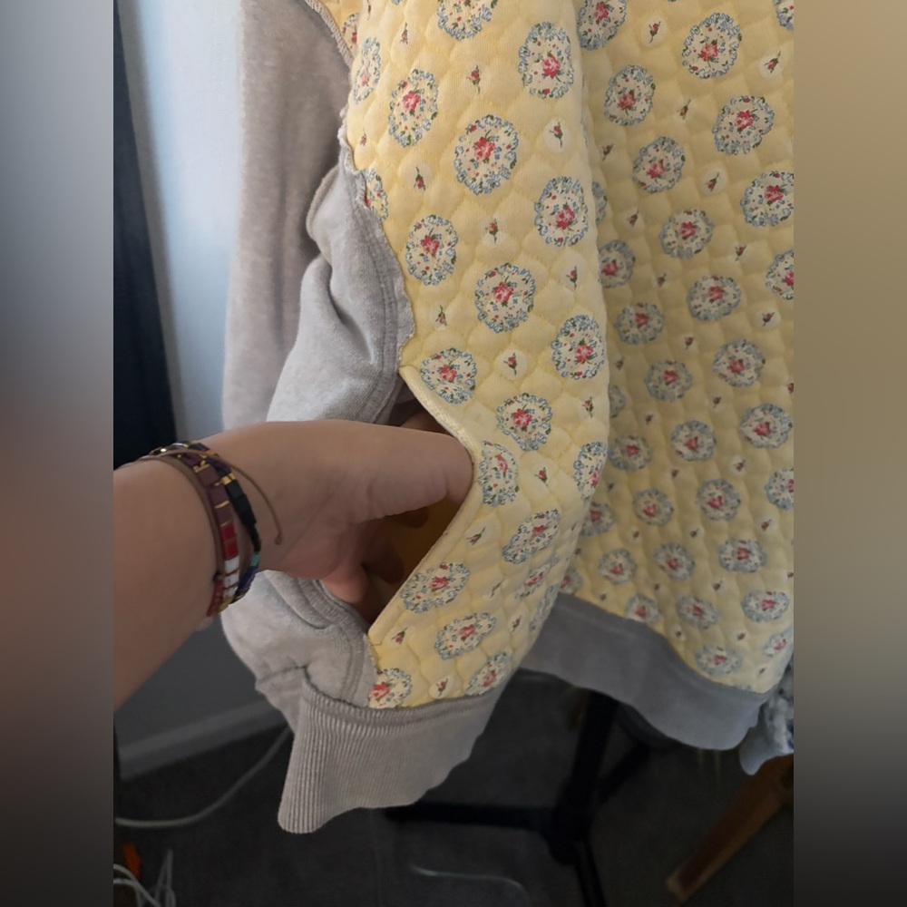 NWT FREE PEOPLE WE THE FREE Get Ditsy Hoodie | Buttercream Combo MSRP $198 - Picture 8 of 10